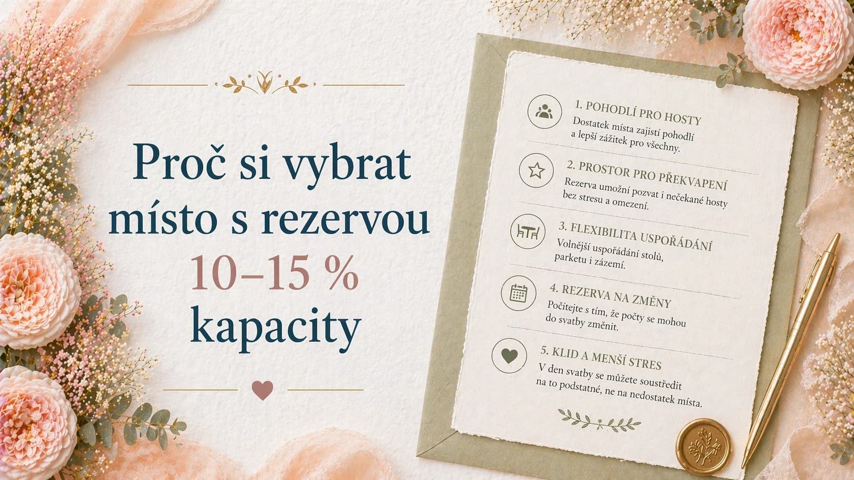 Kapacita svatebního místa: proč počítat 10–15 % rezervu