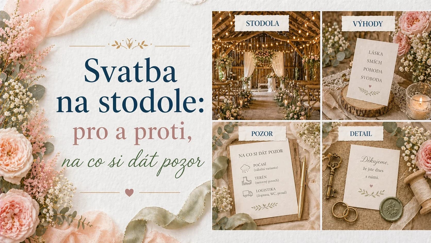 Svatba na stodole: pro a proti, na co si dát pozor